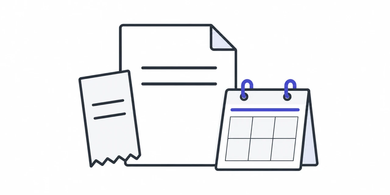 A receipt and calendar are connected through one central warranty record.